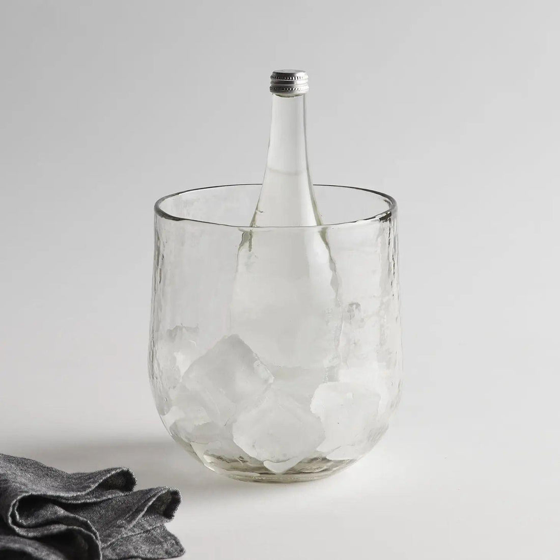 Pebbled Glass Ice Bucket/Vase
