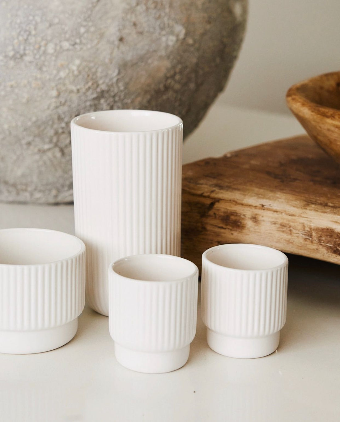Ribbed Ceramic Glassware Collection