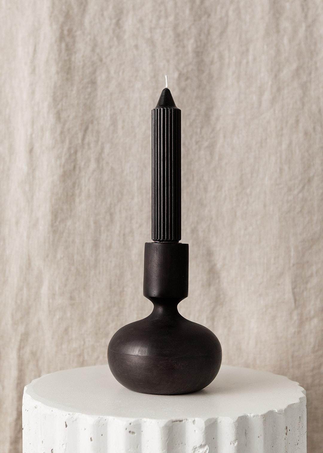 Black Mango Wood Taper Holder