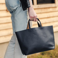 Elsie Leather Tie Tote - Black