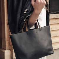 Elsie Leather Tie Tote - Black