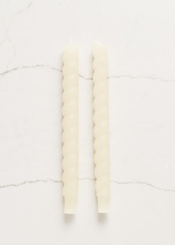 Ivory Twisted Tapers Set