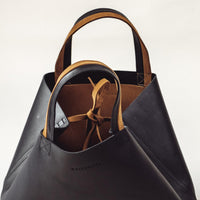 Elsie Leather Tie Tote - Black