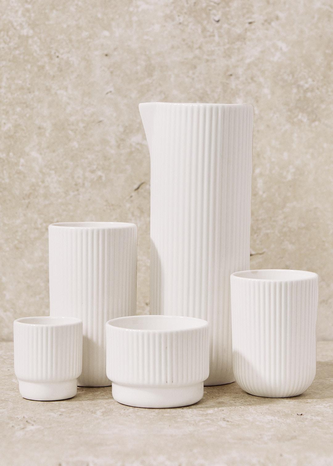 Ribbed Ceramic Glassware Collection
