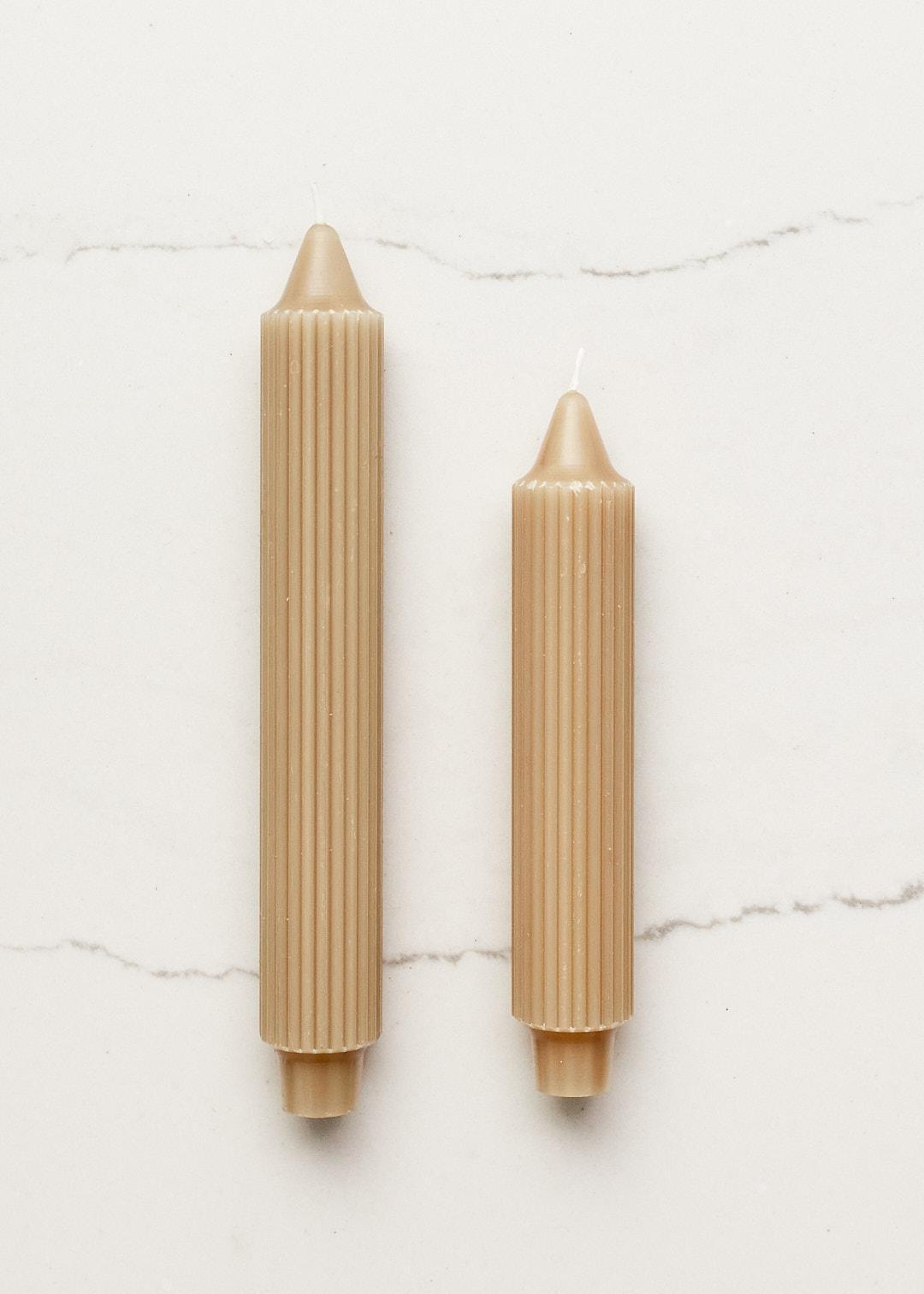 Beeswax Ribbed Tapers