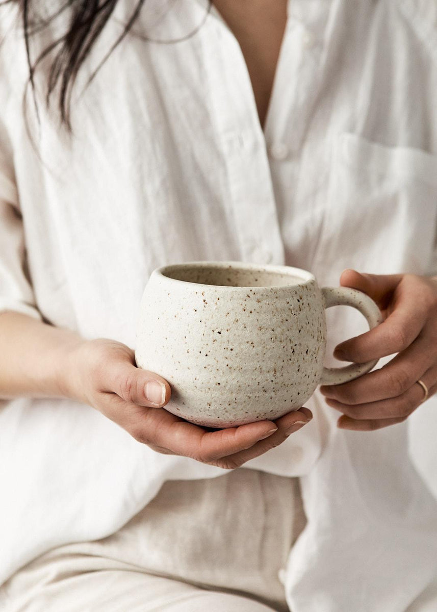 Beige Ceramic Coffee Mug, Medium Size Coffee Cup, 5oz Stoneware Cup, Black  Speckled Modern Ceramic Mug, 150 Ml Mug 