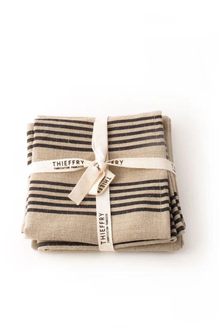 Black & Natural Dish Towel Set Of 2
