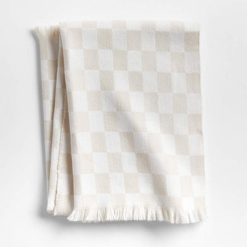 Baby's Room - Natural Taupe Checkered Baby Blanket