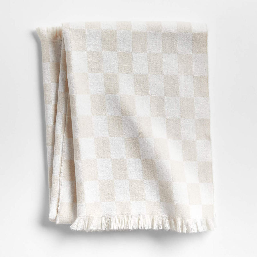 Baby's Room - Natural Taupe Checkered Baby Blanket
