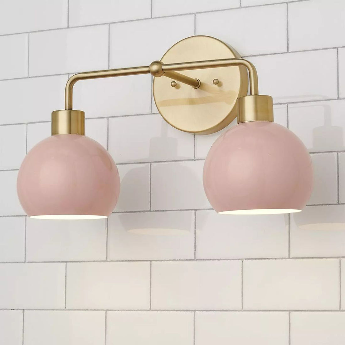 KoKo's Bathroom - Pink & Brass Vanity Light