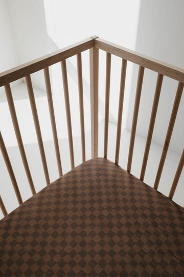 Baby's Room - Faded Brown Checkerboard Crib Sheet