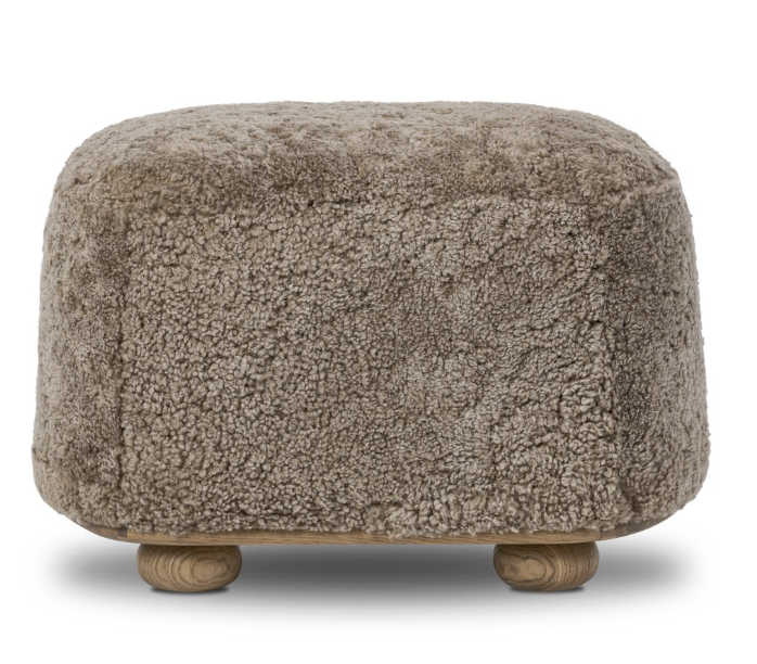 Bilbury Oval Ottoman - Taupe Shearling