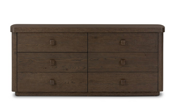 Valen 6 Drawer Dresser - Rustic Brown Oak