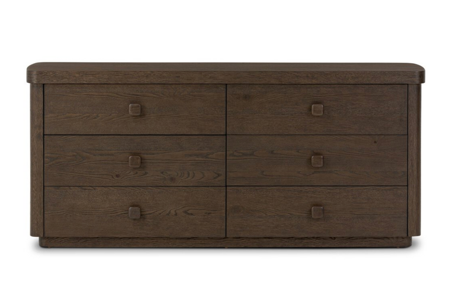 Valen 6 Drawer Dresser - Rustic Brown Oak