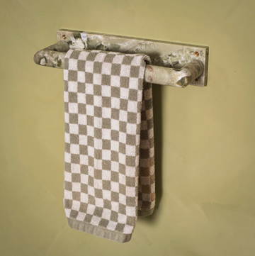 Loki Towel Bar - Green & White Marble