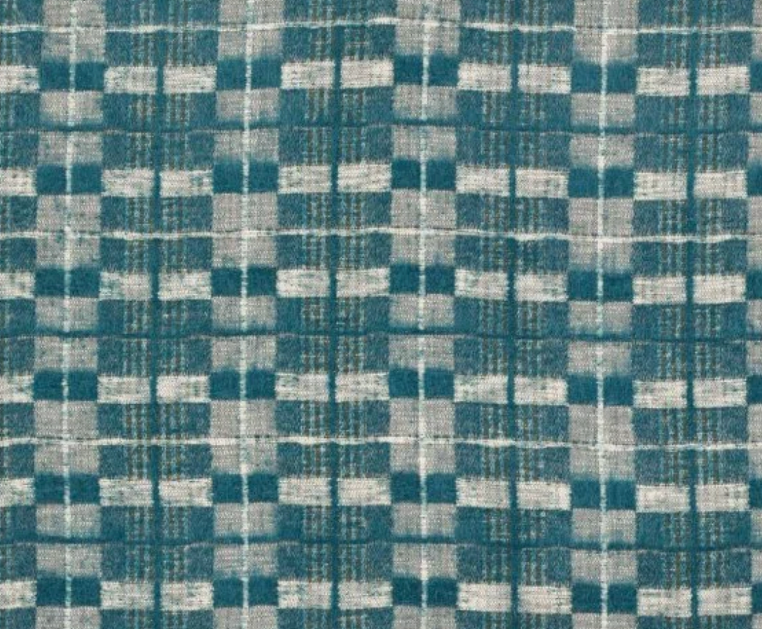 Guest Bed - Custom 42x10 Teal Mohair, Alpaca, & Wool Check Pillow