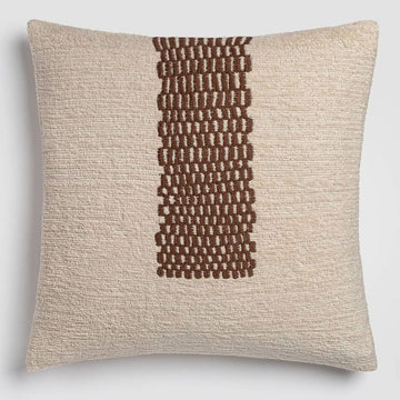 Baby's Room - Textural Abstract Checkered Brown Embroidered Pillow for Chair
