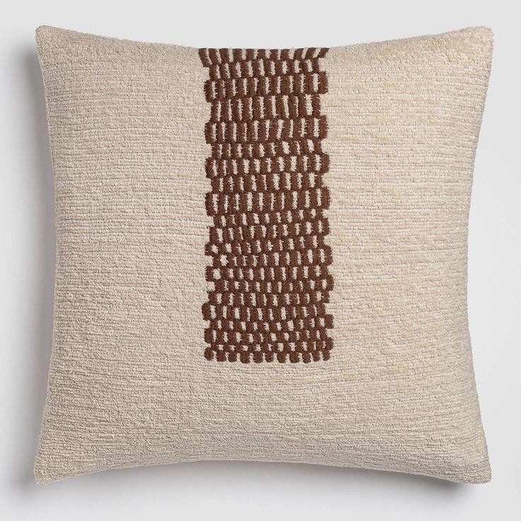 Baby's Room - Textural Abstract Checkered Brown Embroidered Pillow for Chair