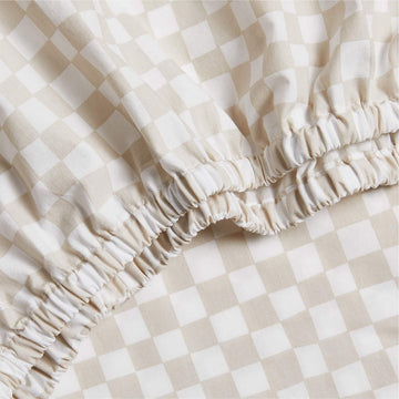 Baby's Room - Natural Taupe Checkered Crib Sheet