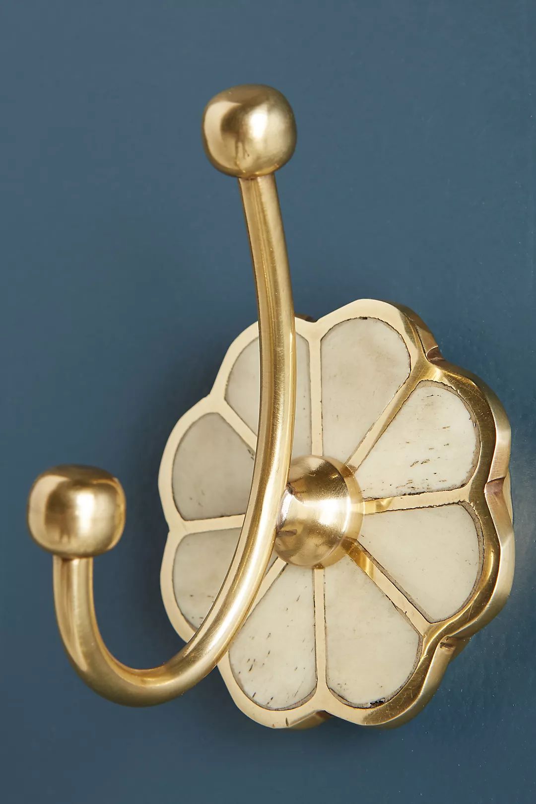 KoKo's Bathroom - White & Brass Floral Towel/Robe Hook