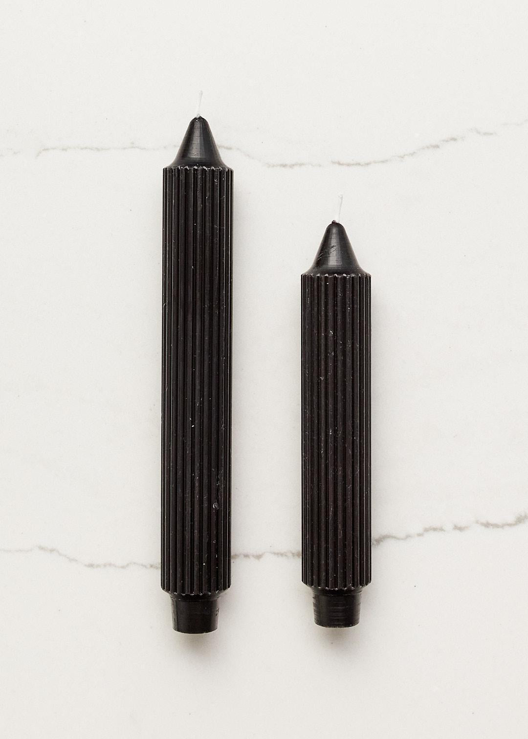 Black Ribbed Tapers