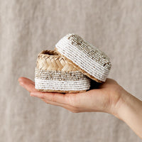 Natural & White Stripe Beaded Box