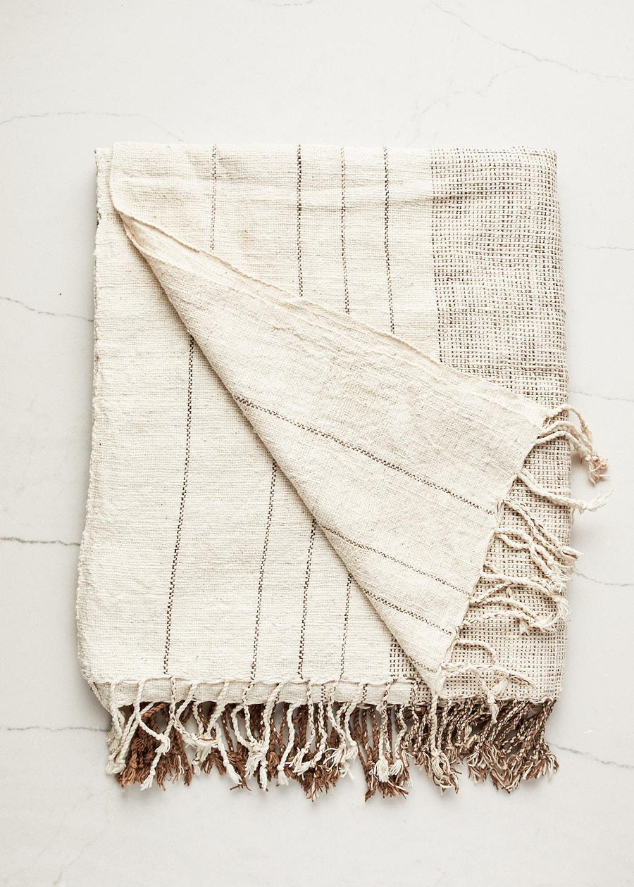 Brown and Cream Striped Throw