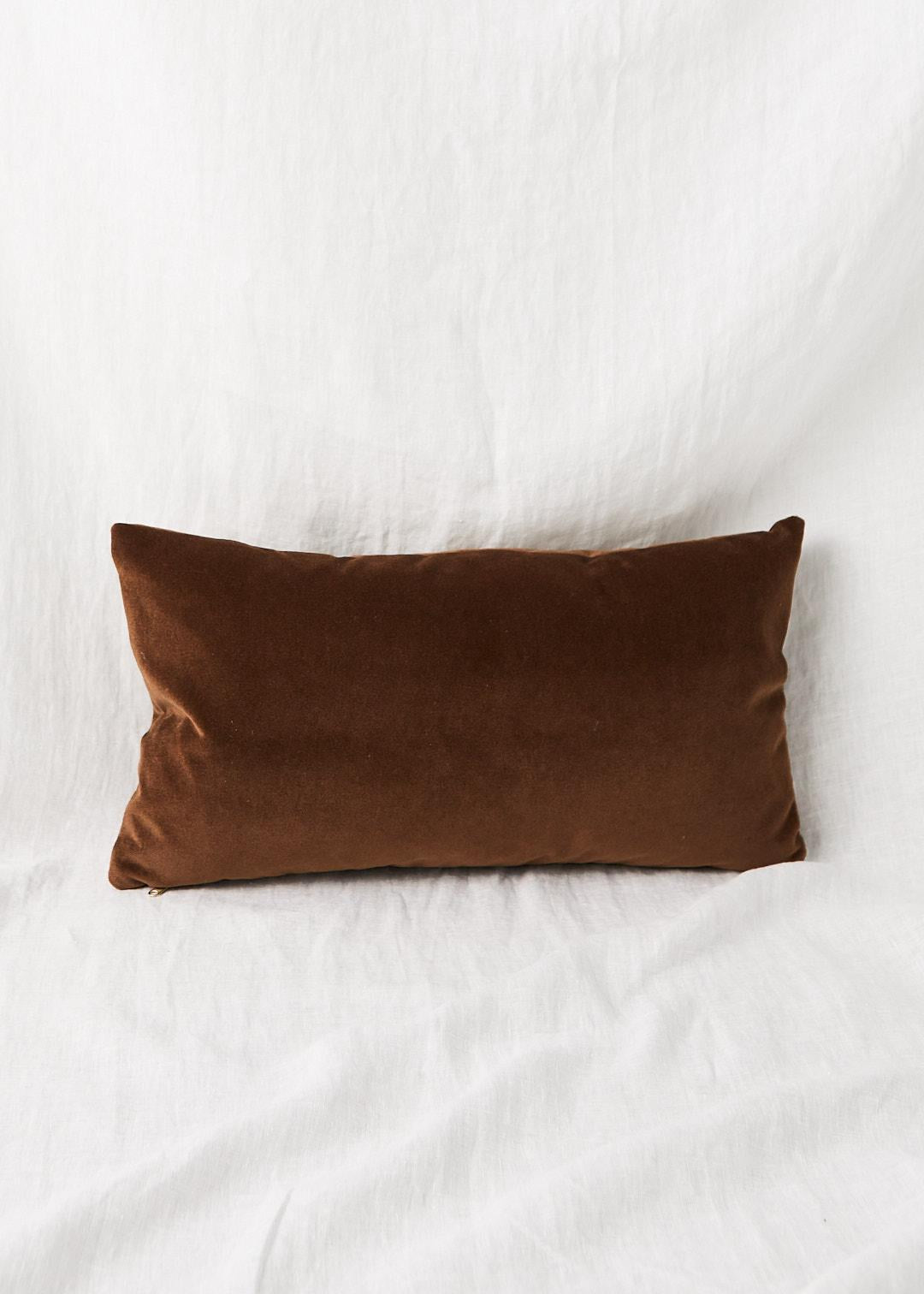 Custom Cognac Velvet Lumbar Pillow